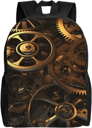 Travel Backpack for Women Men Lightweight 17 inch Laptop Bag Cool Steampunk Gears Backpack Casual Daypack