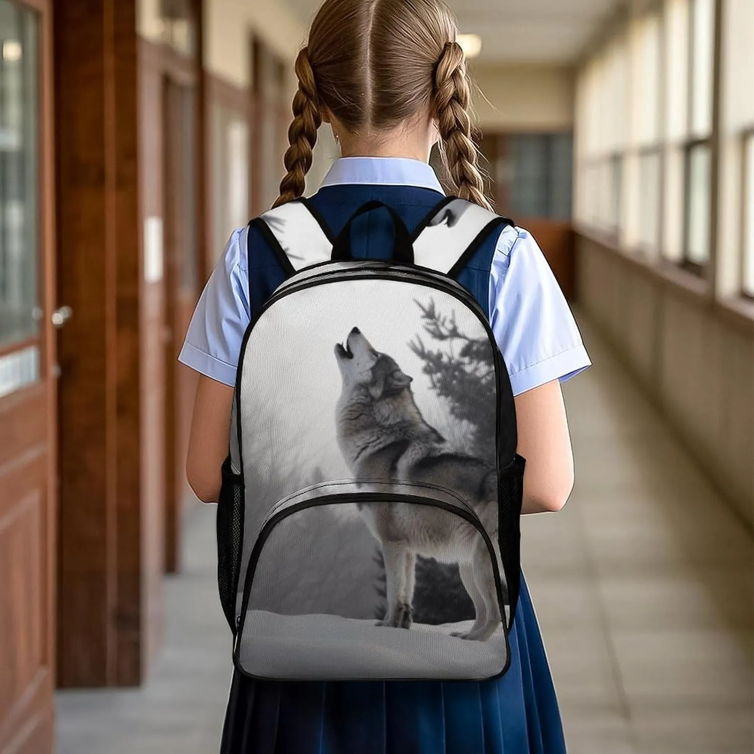 Travel Backpack for Women Men Lightweight 17 Inch Laptop Bag Howling Wolf Backpack Casual Daypack