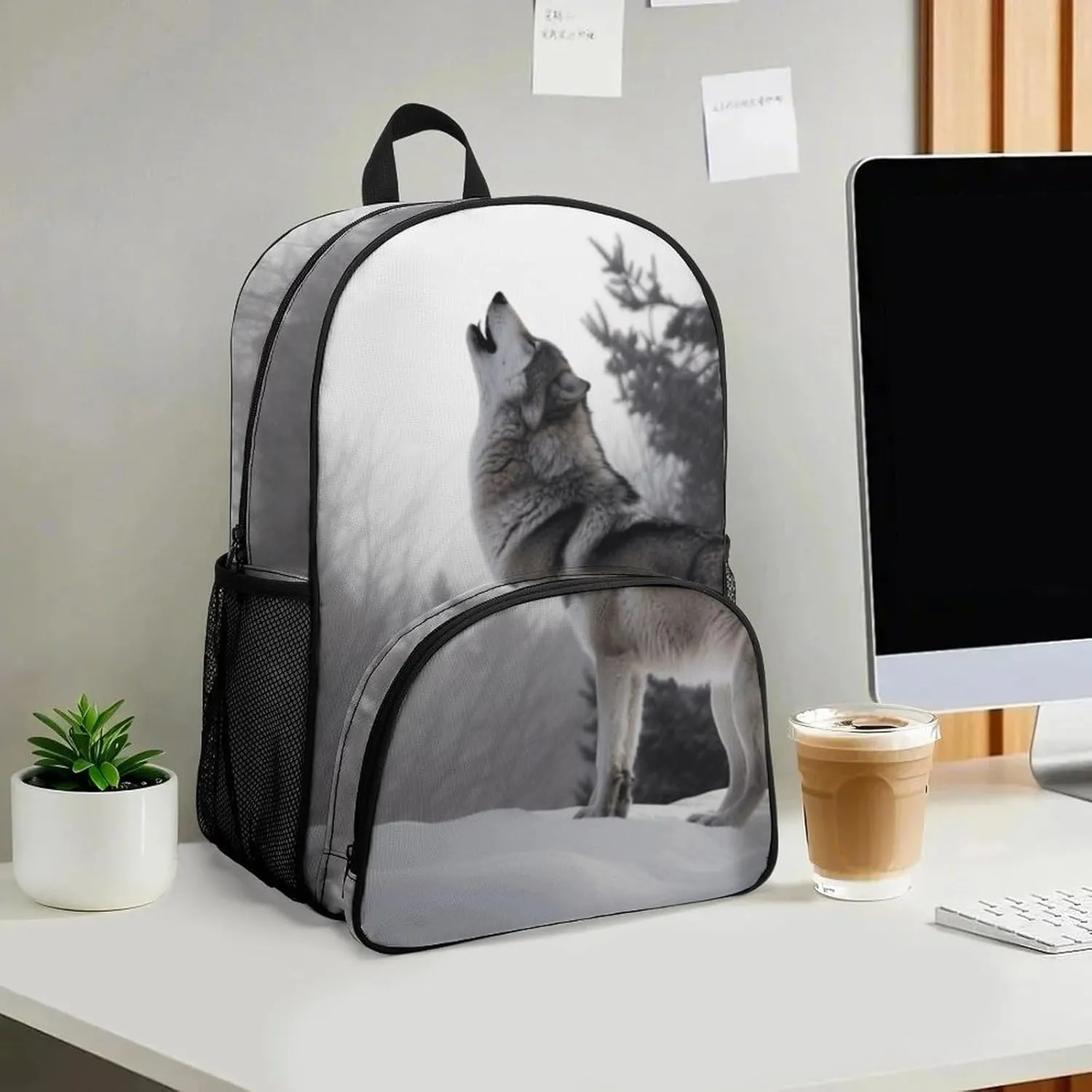 Travel Backpack for Women Men Lightweight 17 Inch Laptop Bag Howling Wolf Backpack Casual Daypack