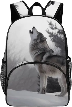Travel Backpack for Women Men Lightweight 17 Inch Laptop Bag Howling Wolf Backpack Casual Daypack