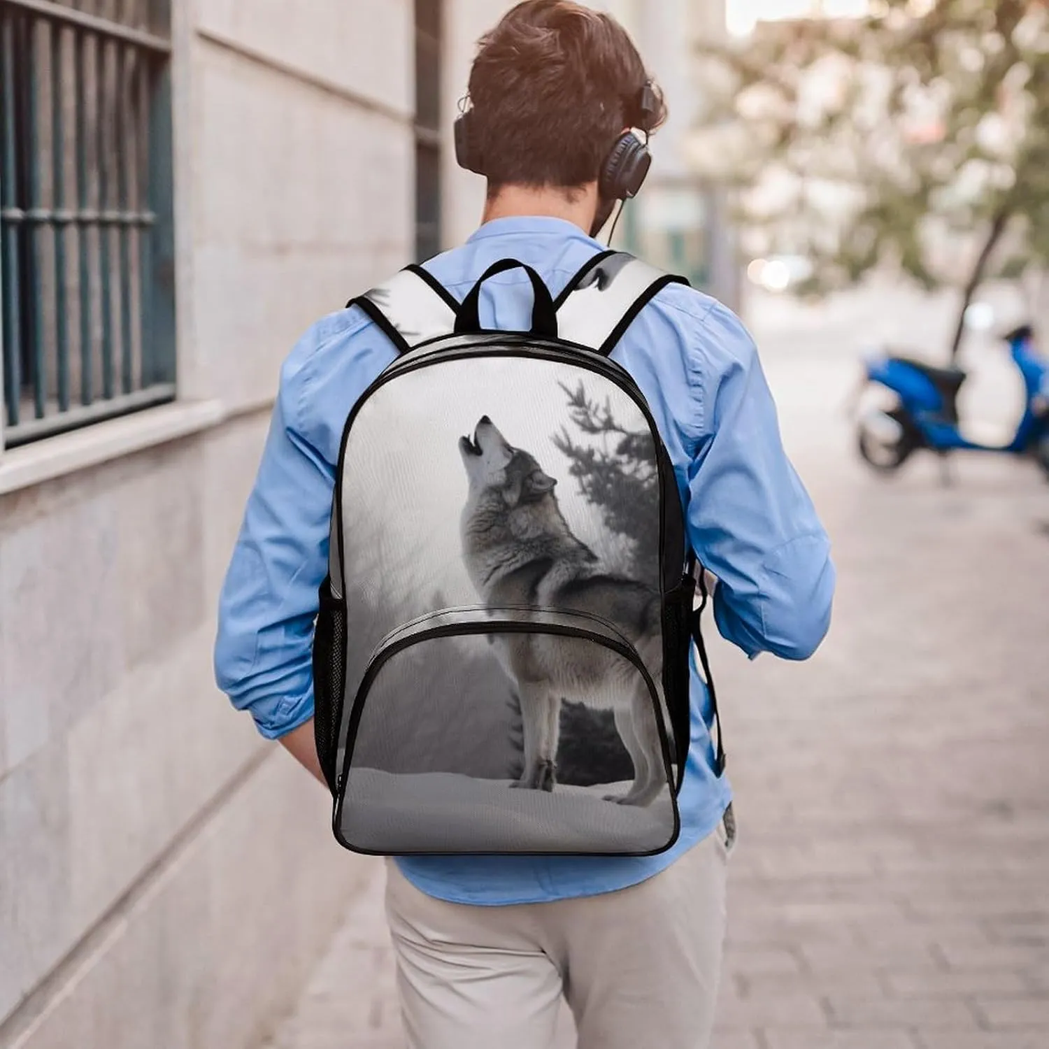 Travel Backpack for Women Men Lightweight 17 Inch Laptop Bag Howling Wolf Backpack Casual Daypack