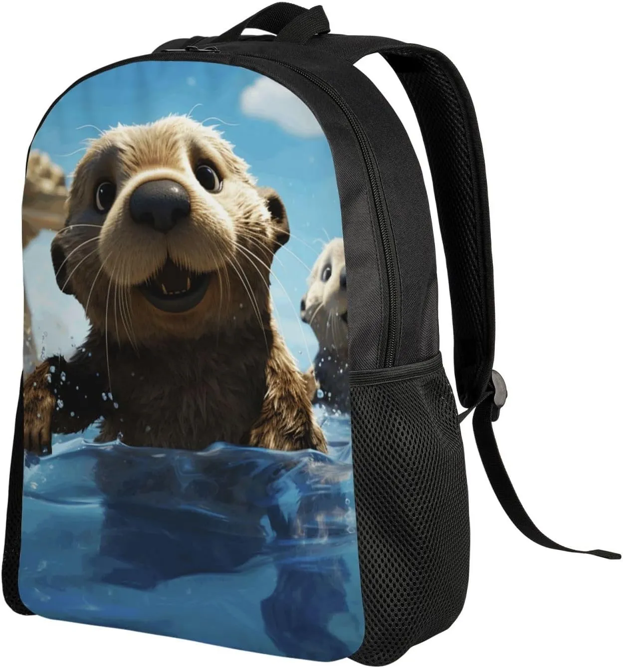 Travel Backpack for Women Men Lightweight 17 inch Laptop Bag Lovely Sea Otter Print Backpack Casual Daypack