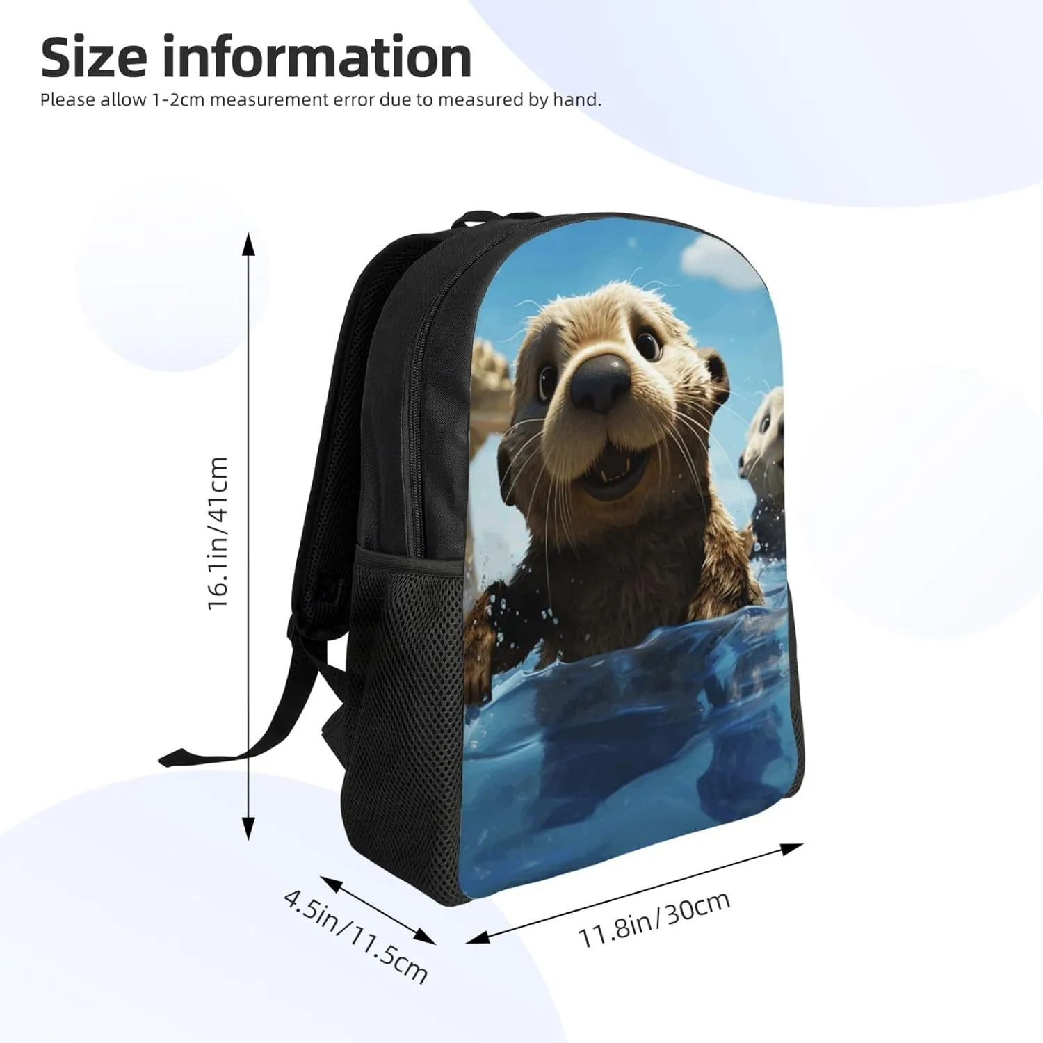 Travel Backpack for Women Men Lightweight 17 inch Laptop Bag Lovely Sea Otter Print Backpack Casual Daypack
