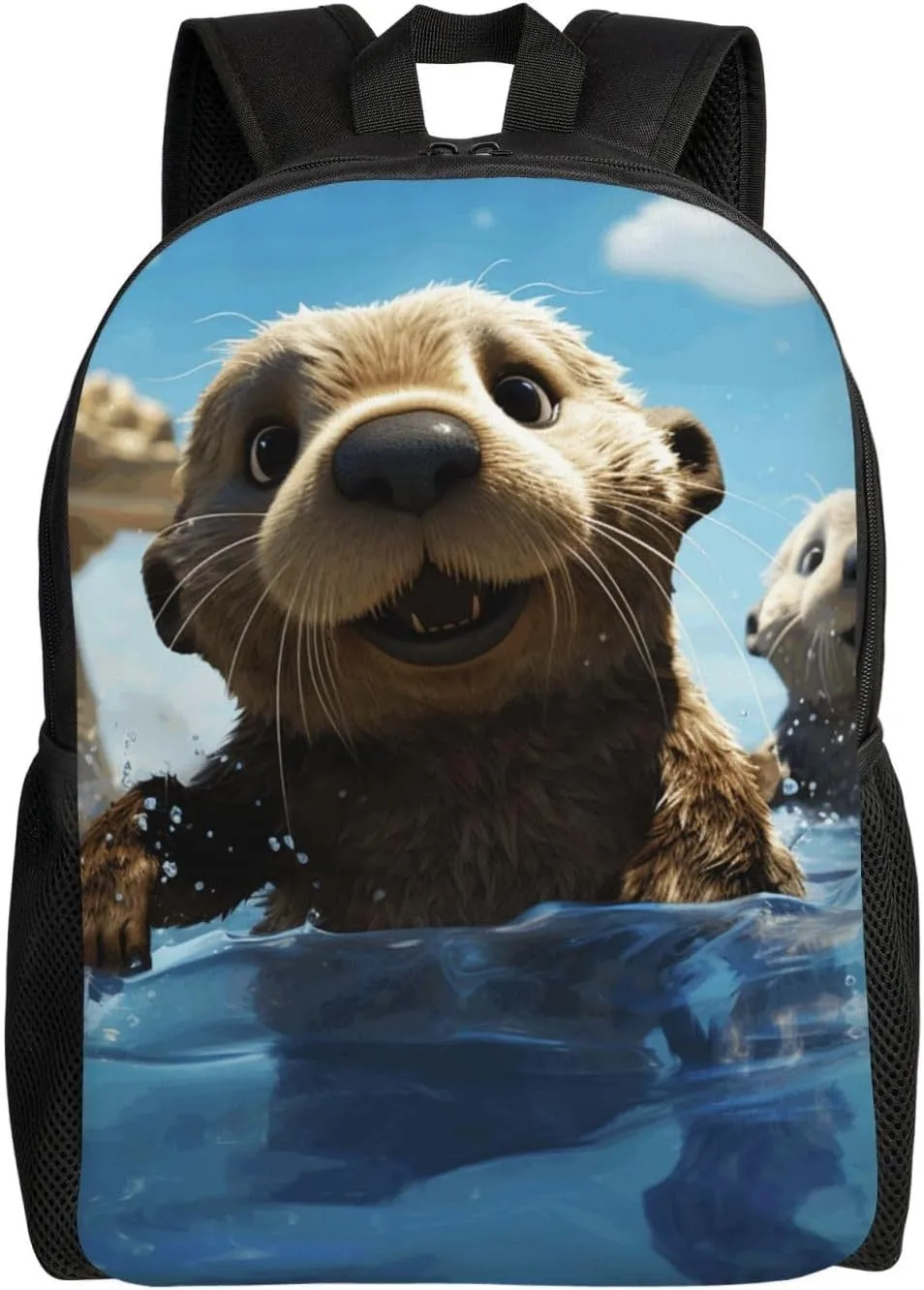 Travel Backpack for Women Men Lightweight 17 inch Laptop Bag Lovely Sea Otter Print Backpack Casual Daypack