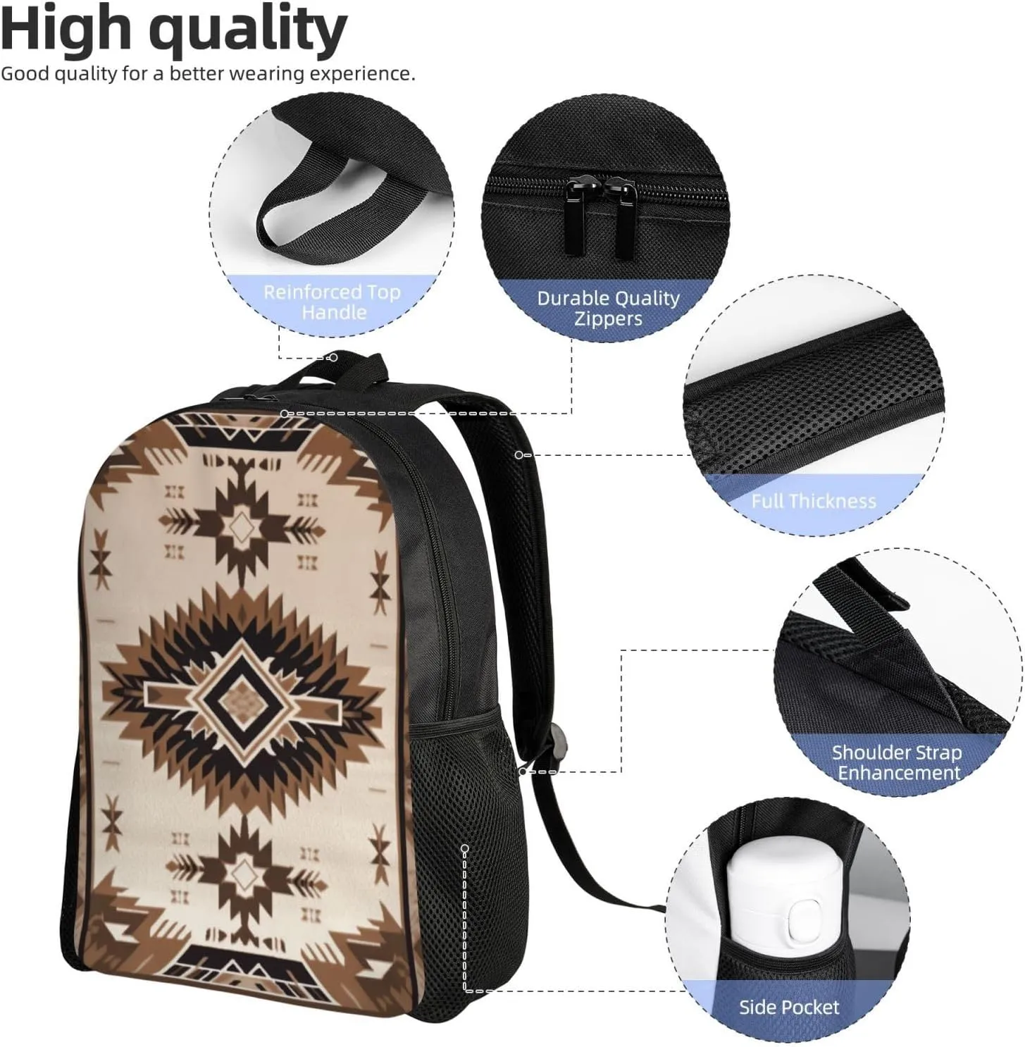 Travel Backpack for Women Men Lightweight 17 inch Laptop Bag Native American Backpack Casual Daypack