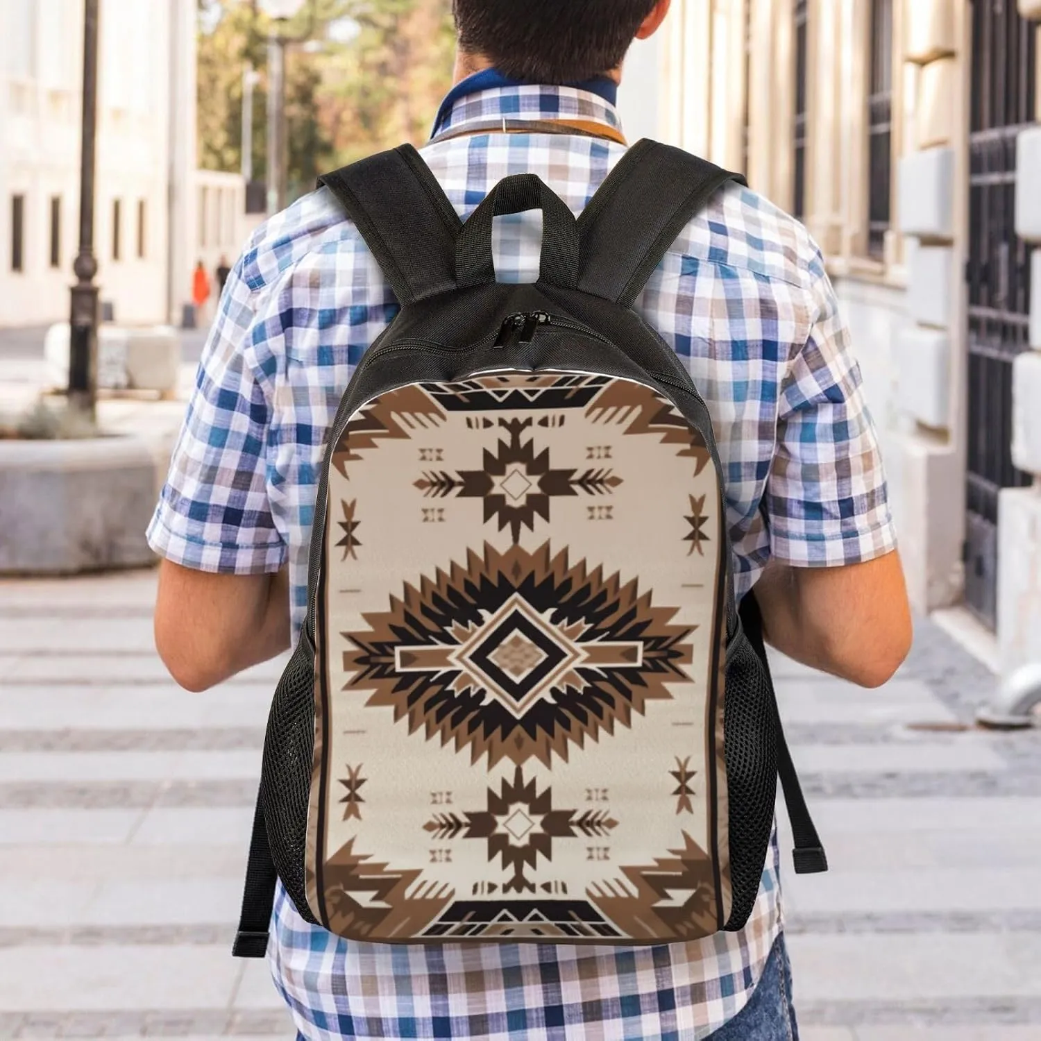 Travel Backpack for Women Men Lightweight 17 inch Laptop Bag Native American Backpack Casual Daypack