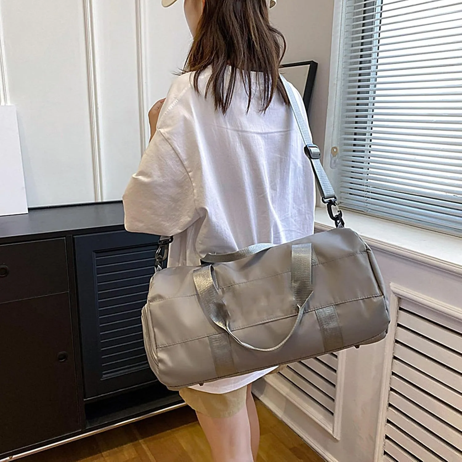 Travel Duffel Bag, Large Capacity Bag, Workout Luggage, Multi-functional Bag, Oxford Cloth Bag, Multi-functional Oxford Cloth Overnight Bag With Shoulder Strap For Camping, Hiking, Beach