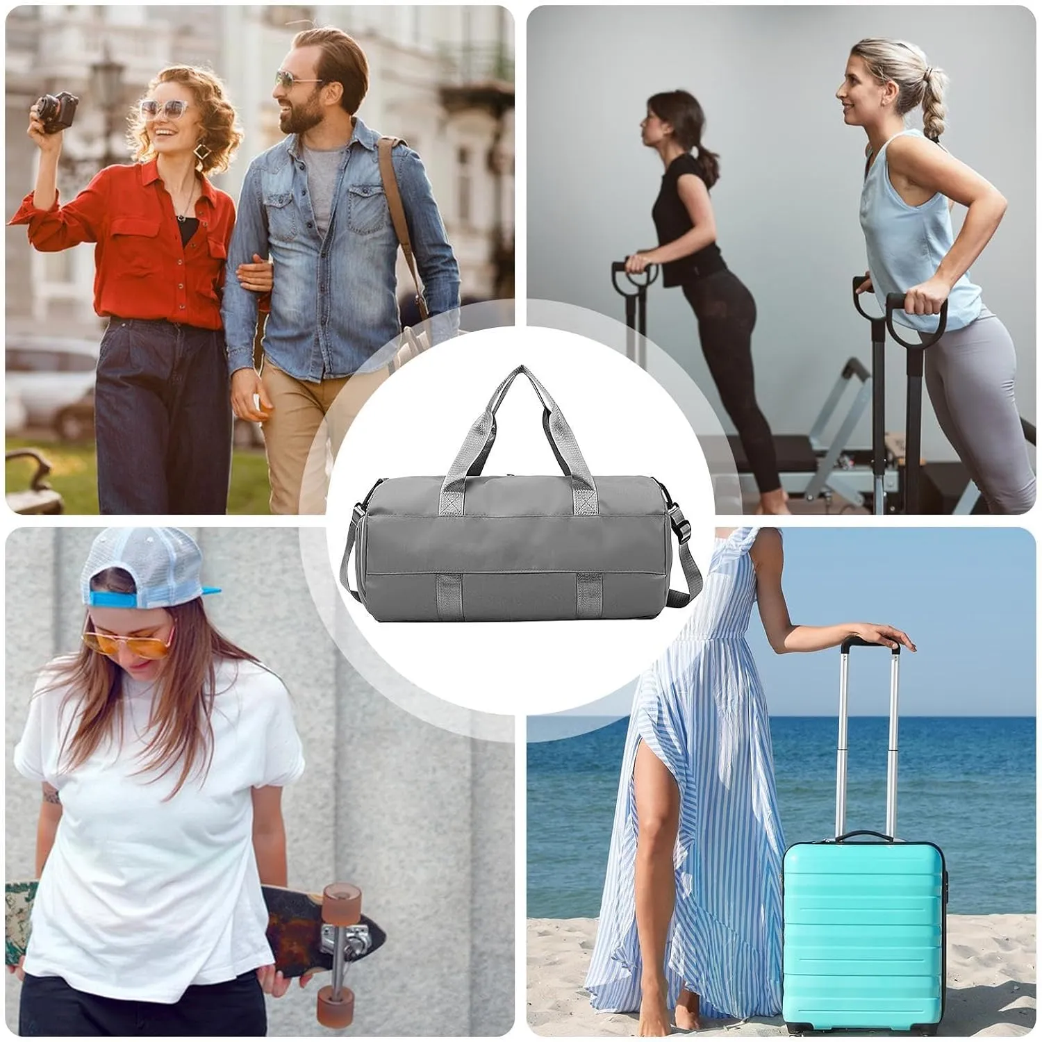 Travel Duffel Bag, Large Capacity Bag, Workout Luggage, Multi-functional Bag, Oxford Cloth Bag, Multi-functional Oxford Cloth Overnight Bag With Shoulder Strap For Camping, Hiking, Beach