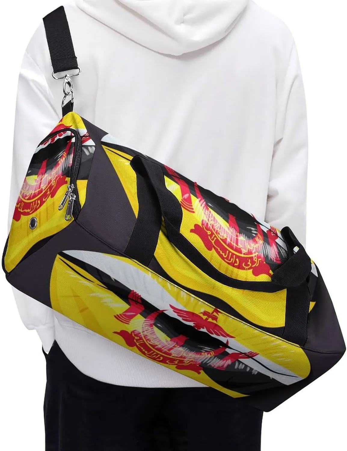 Travel Duffel Bag with Brunei Flag Lips for Women and Men Shoe Compartment and Wet Pocket