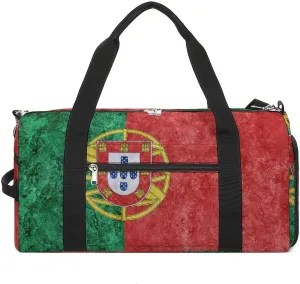 Travel Duffel Bag with Portugal Flag Textured Shoe Compartment Waterproof Sports Gym