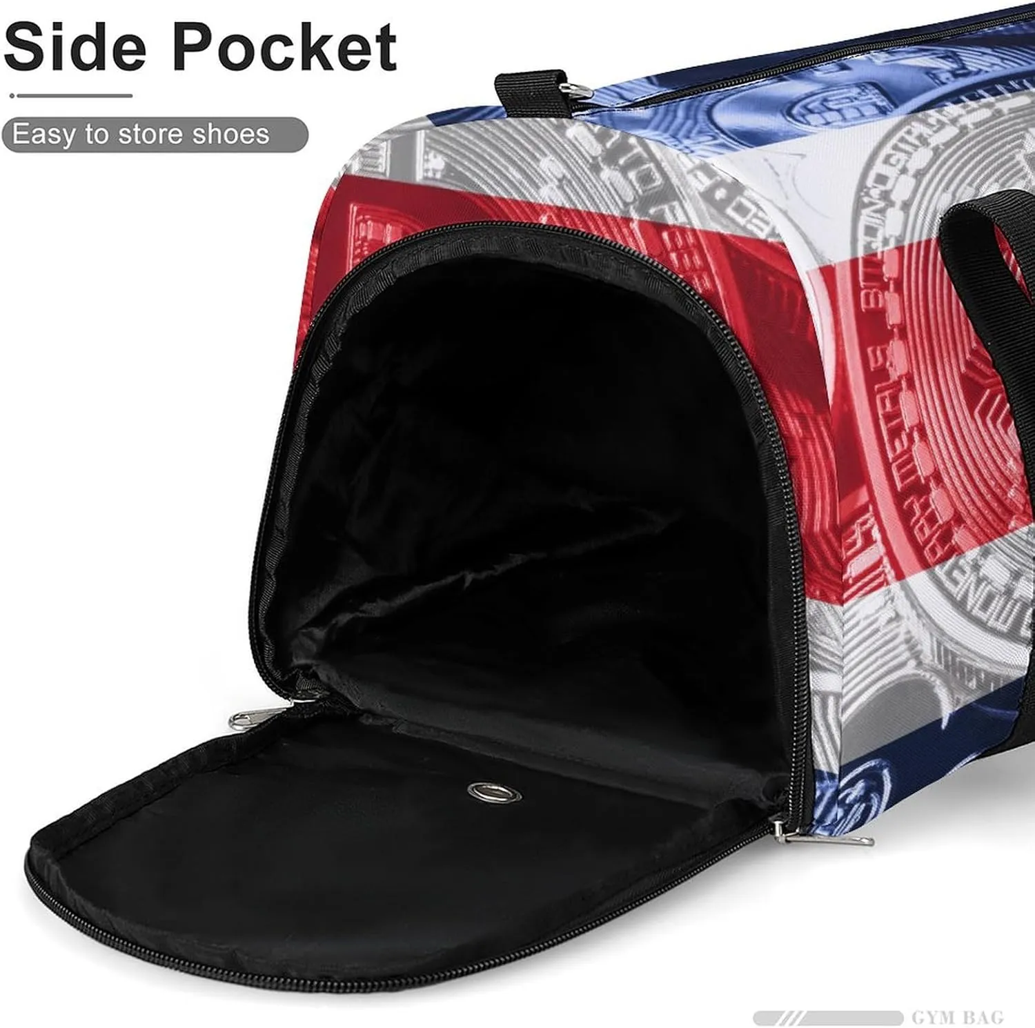 Travel Duffel with Costa Rica Flag Bitcoin Shoe Compartment for Gym Beach and Sports