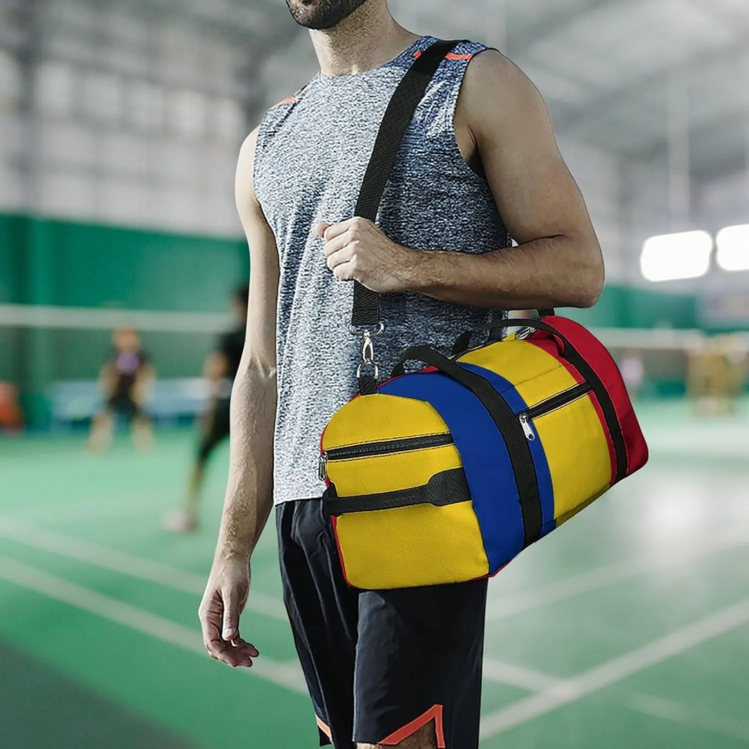 Travel Duffel with Romanian Flag Shoe Compartment Gym Bag Waterproof Weekender for Yoga