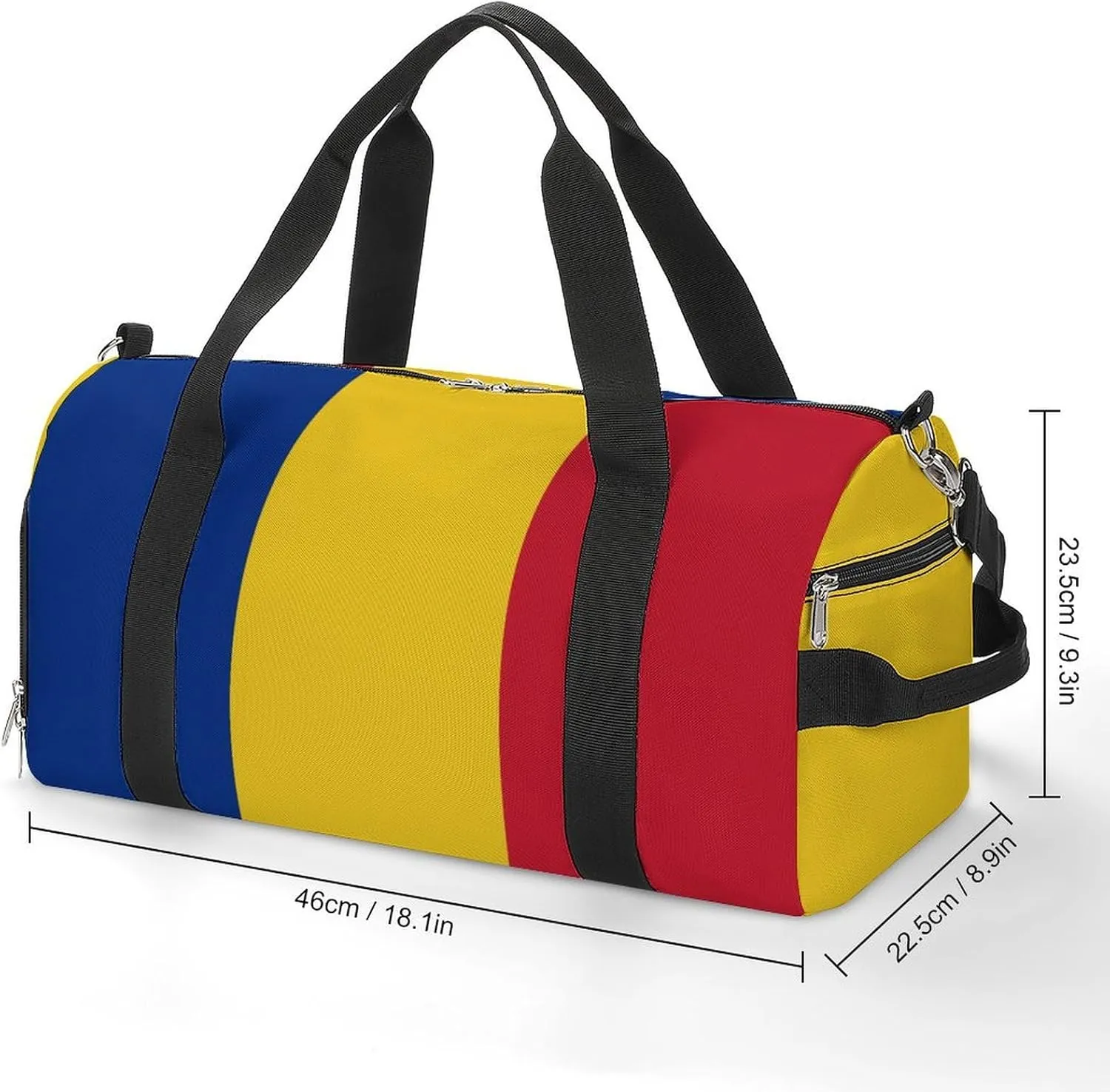 Travel Duffel with Romanian Flag Shoe Compartment Gym Bag Waterproof Weekender for Yoga