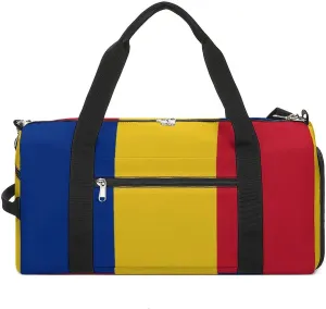 Travel Duffel with Romanian Flag Shoe Compartment Gym Bag Waterproof Weekender for Yoga