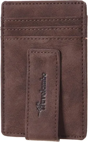 Travelambo Money Clip for Men Magnetic Front Pocket Wallet Slim Wallet Minimalist Card Holder RFID Blocking (Coffee)
