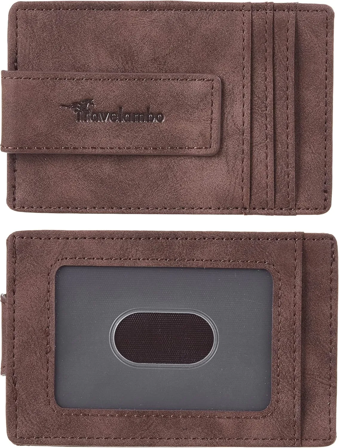 Travelambo Money Clip for Men Magnetic Front Pocket Wallet Slim Wallet Minimalist Card Holder RFID Blocking (Coffee)