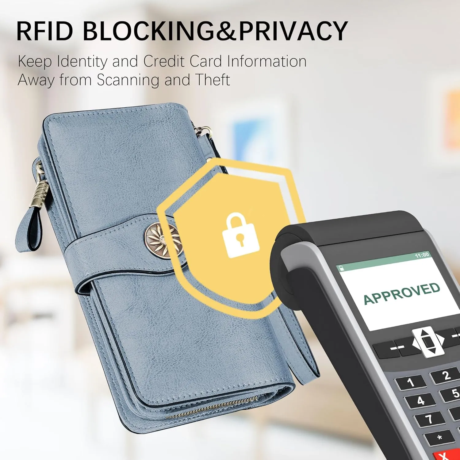Travelambo Women's Wallet RFID Blocking Credit Card Holder Large Capacity Wristlet Leather Wallets Purse