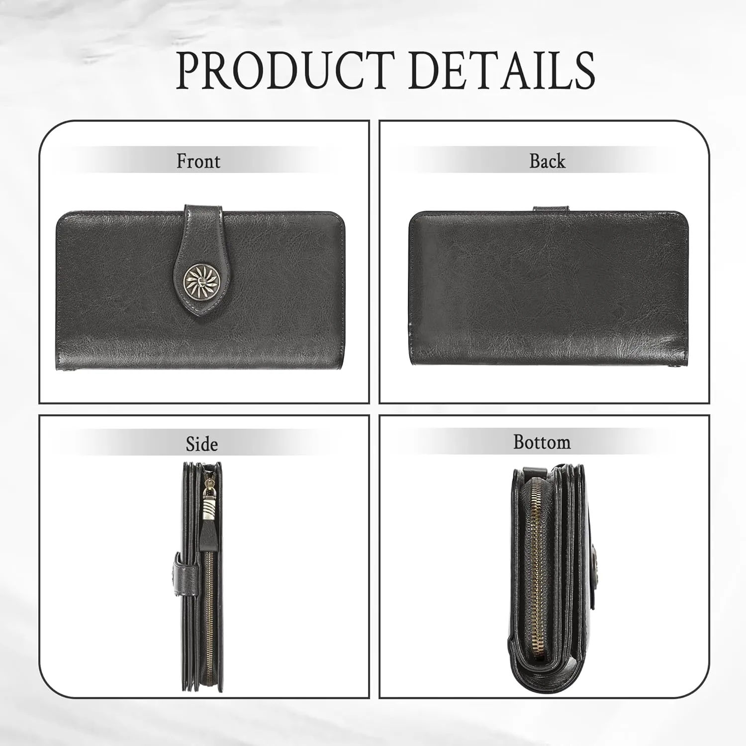 Travelambo Women's Wallet RFID Blocking Credit Card Holder Large Capacity Wristlet Leather Wallets Purse