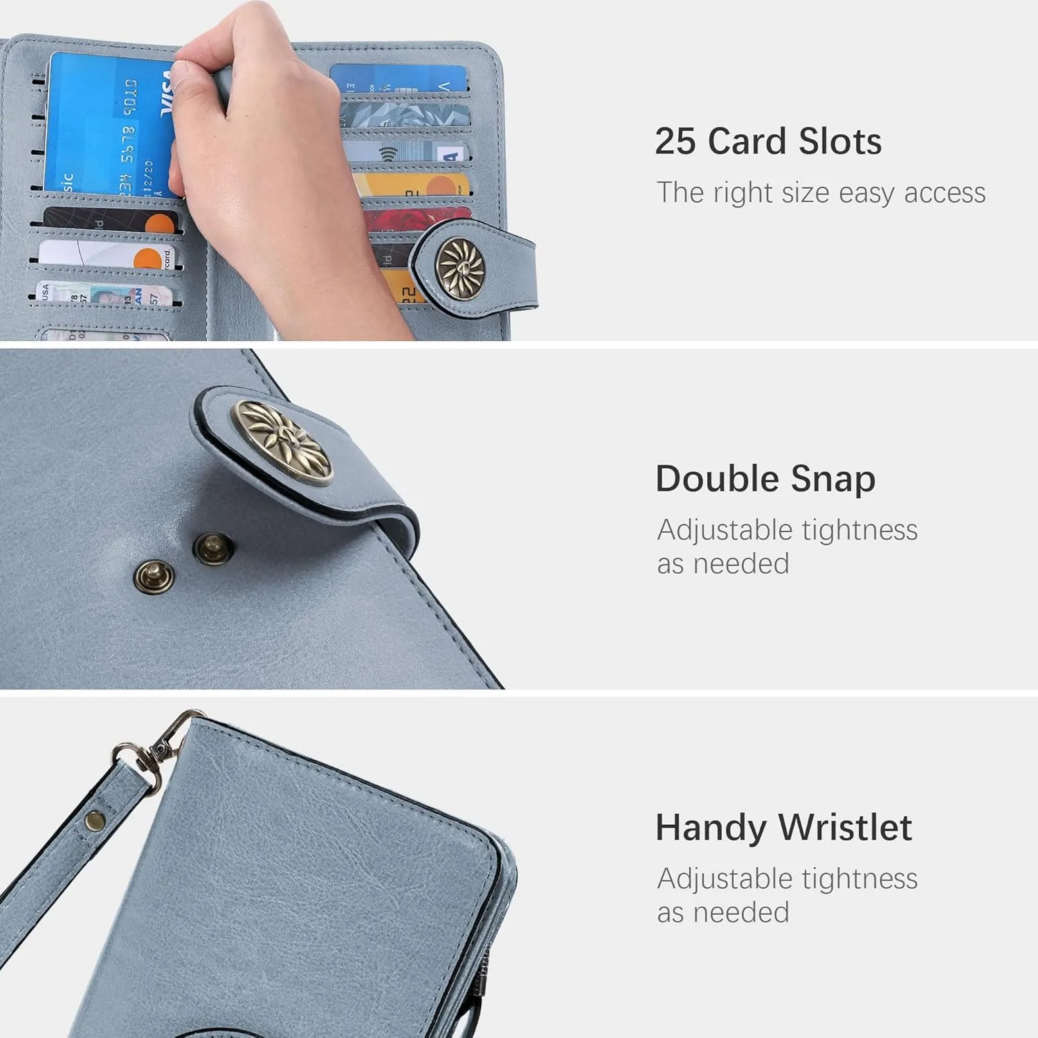 Travelambo Women's Wallet RFID Blocking Credit Card Holder Large Capacity Wristlet Leather Wallets Purse