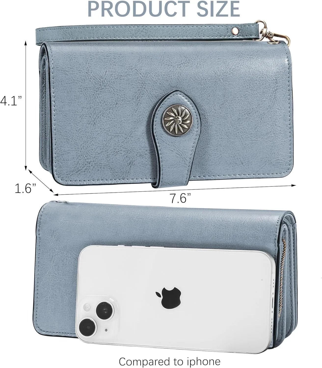 Travelambo Women's Wallet RFID Blocking Credit Card Holder Large Capacity Wristlet Leather Wallets Purse