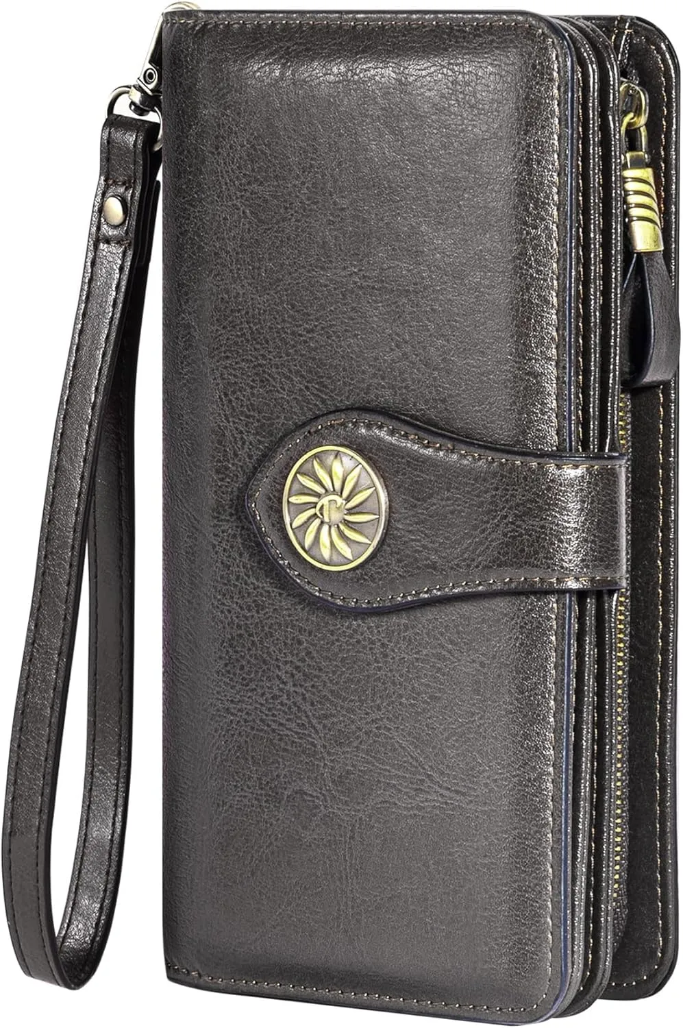 Travelambo Women's Wallet RFID Blocking Credit Card Holder Large Capacity Wristlet Leather Wallets Purse