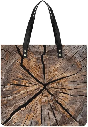 Tree Stump Wood Grain Large Leather Handbags Women Fashion Handbag Multifunctional Travel Bag It Is A Great Gift for Mothers, Teachers, Friends, Bridesmaids