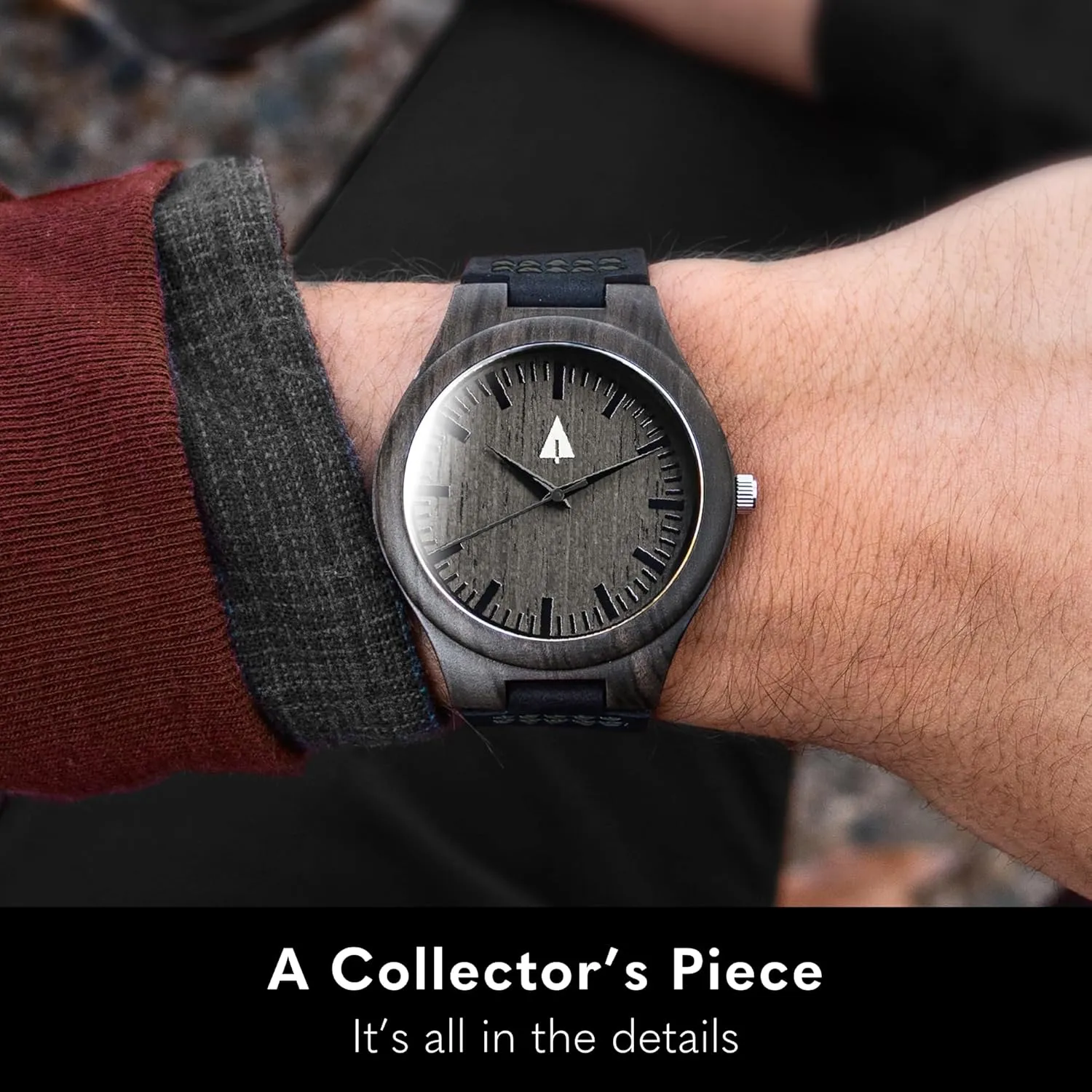 Treehut Wooden Watch for Men with Wooden Strap and Gift Box, Stainless Steel Clasp & Silver Hands – Japanese Quartz Analog Watch with Date – Wrist Watch Made from Real Wood Great Gifts for Men