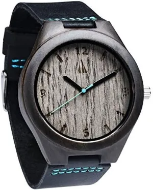 Treehut Wooden Watches for Men, Japanese Quartz Movement, Stylish Exotic Wrist Watch with Adjustable Stainless Steel Buckle, Leather Straps, Watch Made Real Wood, Relojes para Hombre