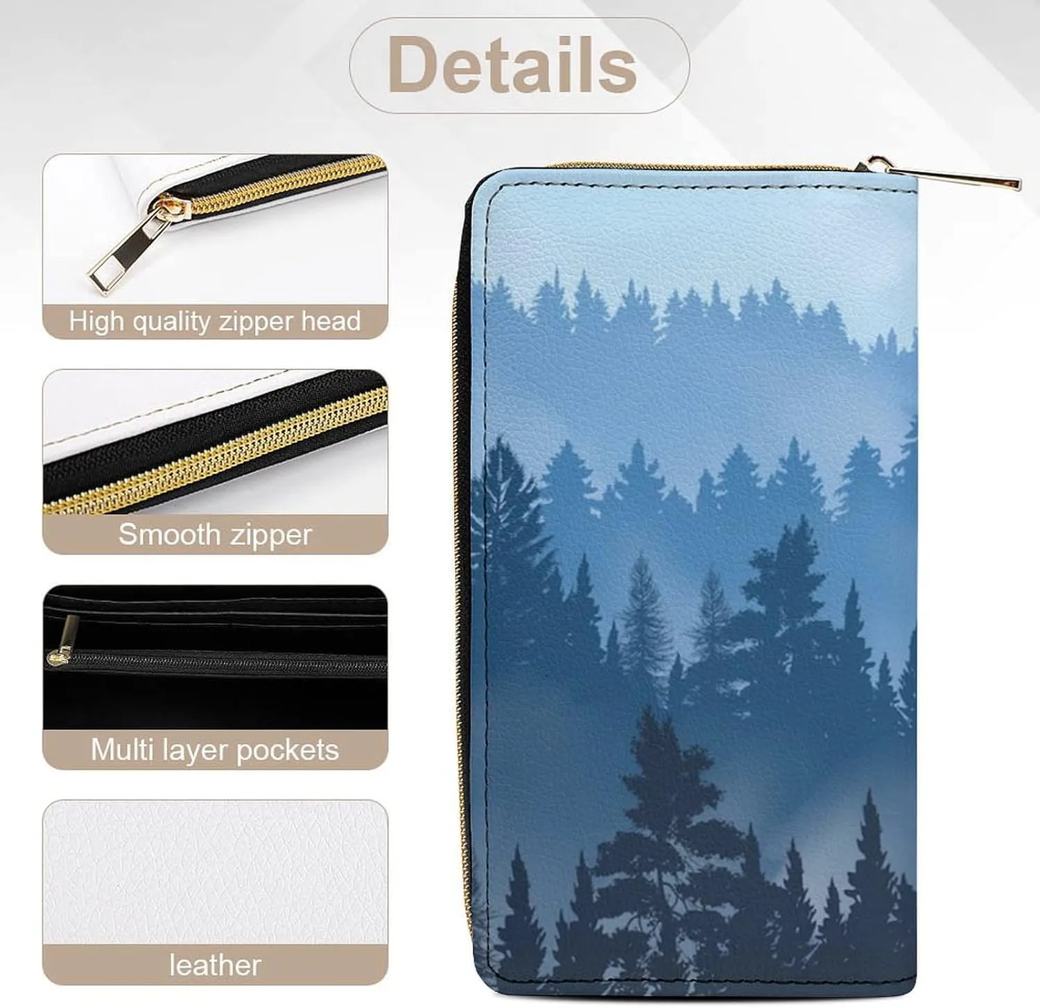 Trees of Pine Forest Women's Leather Small Wallet Clutch Wallet - Lightweight And Easy to Carry