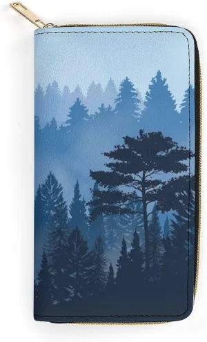 Trees of Pine Forest Women's Leather Small Wallet Clutch Wallet - Lightweight And Easy to Carry