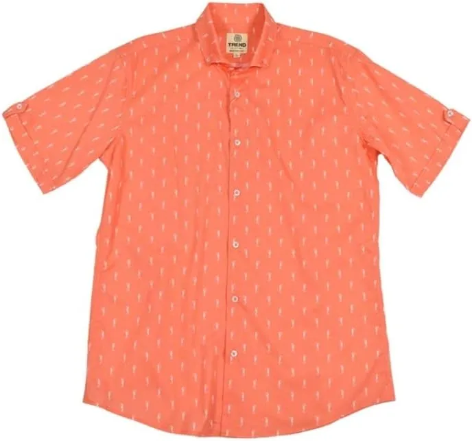 Trend Orange Oxford Seashore Short Sleeve Stretch Sport Shirt