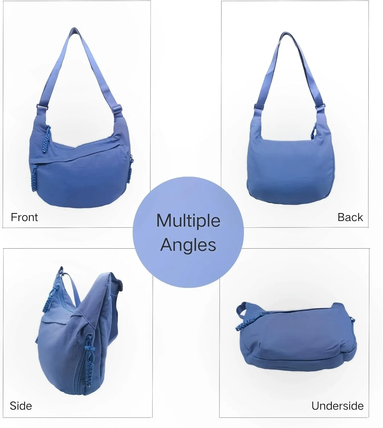 Trendy Nylon Crescent Crossbody Purse Hobo Shoulder Bag