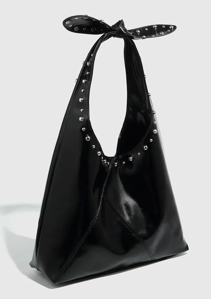 Trendy Vegan Leather Shoulder Bag for Women Y2K Punk Rivet Tote Purse Large Handbags Bucket Underarm Satchel