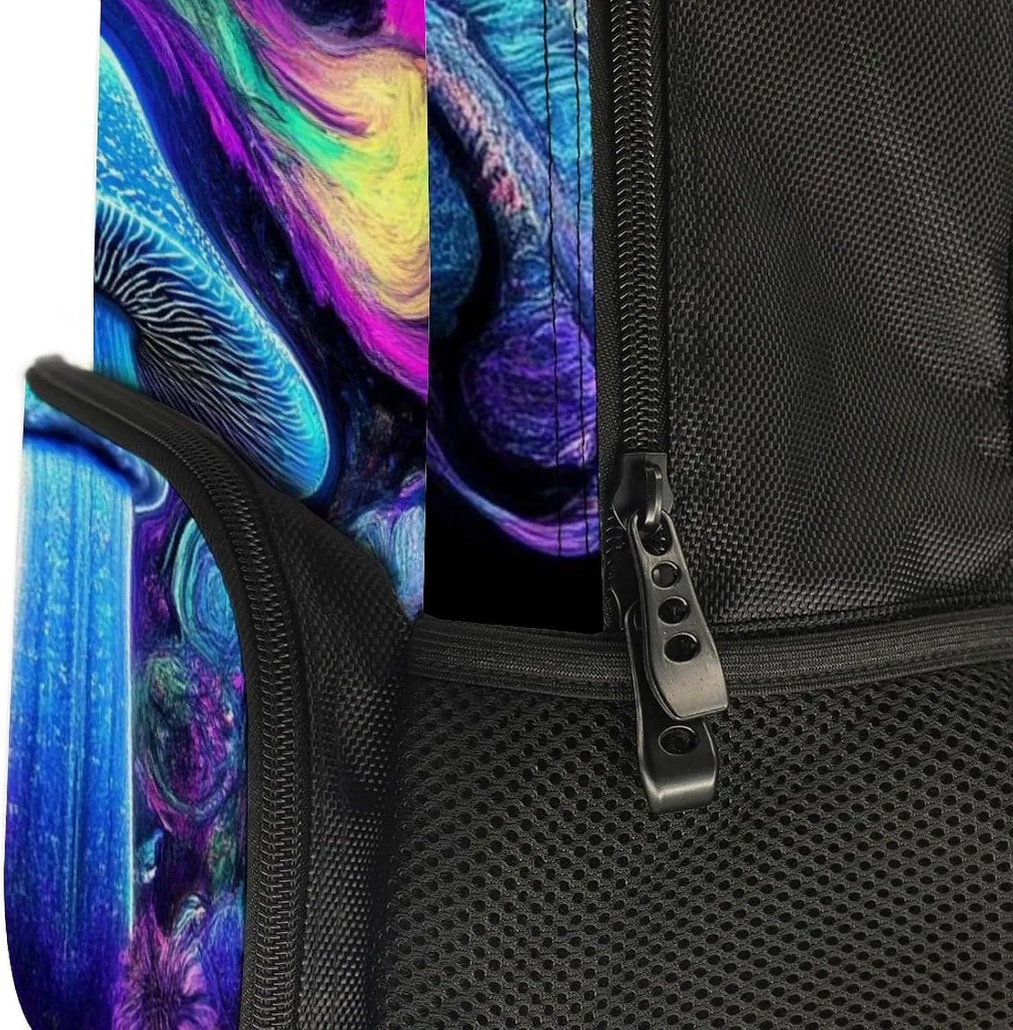 Trippy Mushrooms Purple Art Shoulder Book Bags Polyester Multipurpose Anti-Theft Carry On Bag Large Capacity Travel Hiking & Camping Rucksack