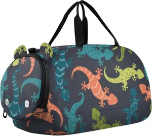 Tropical Lizards Sports Duffle Bag for Girls Boys, Gym Bag with Shoe Compartment, Kids Travel Overnight Weekender Shoulder Bag