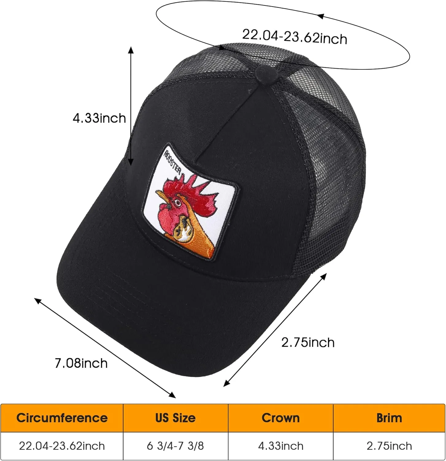 Trucker Hat Men Animal Snapback Hats Adjustable Embroidered Baseball Cap Mesh Breathable Square Patch Women Caps