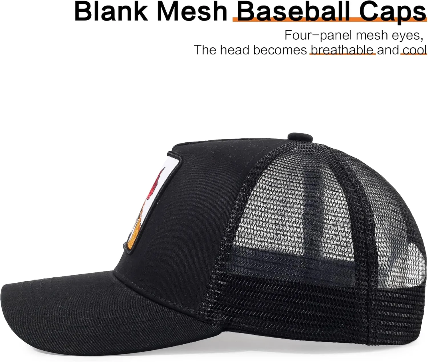 Trucker Hat Men Animal Snapback Hats Adjustable Embroidered Baseball Cap Mesh Breathable Square Patch Women Caps