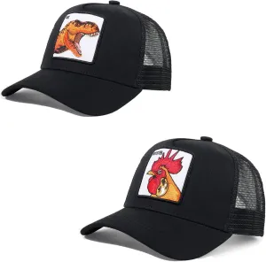 Trucker Hat Men Animal Snapback Hats Adjustable Embroidered Baseball Cap Mesh Breathable Square Patch Women Caps