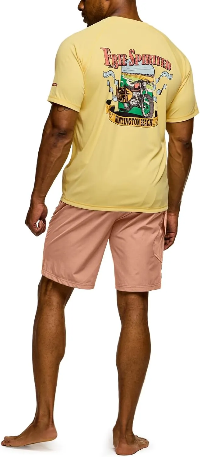TSLA Men's Rashguard Swim Shirts, UPF 50  Protection Quick Dry, Stretch Comfort Fit, Flatlock Seams, Outdoor & Water Sports