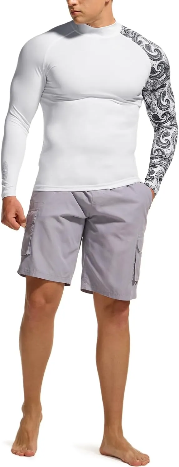 TSLA Men's UPF 50  Long Sleeve Rash Guard, UV/SPF Quick Dry Swim Shirt, Water Surf Swimming Shirts