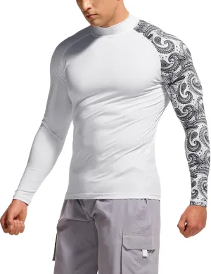 TSLA Men's UPF 50  Long Sleeve Rash Guard, UV/SPF Quick Dry Swim Shirt, Water Surf Swimming Shirts