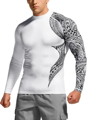 TSLA Men's UPF 50  Long Sleeve Rash Guard, UV/SPF Quick Dry Swim Shirt, Water Surf Swimming Shirts