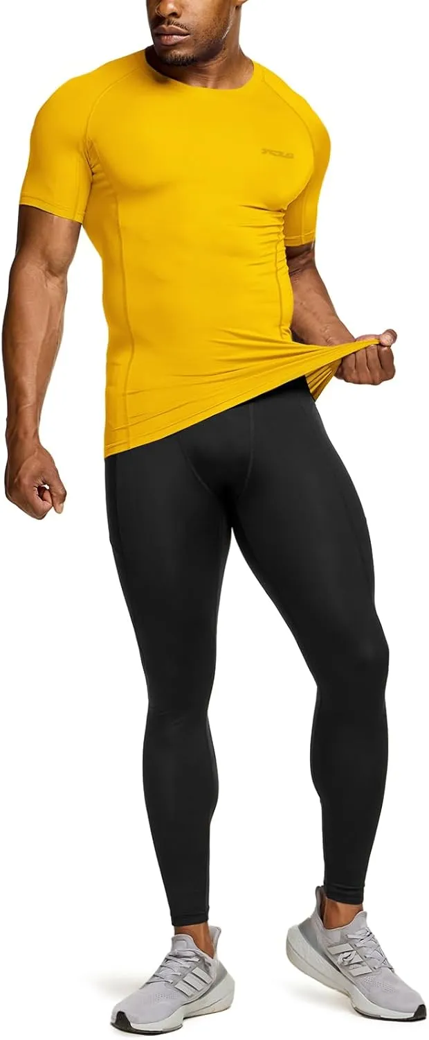TSLA Men's UPF 50  Quick Dry Short Sleeve Compression Shirts, Athletic Workout Shirt, Water Sports Rash Guard