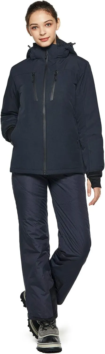 TSLA Women's Winter Ski Jacket, Waterproof Warm Insulated Snow Coats, Cold Weather Windproof Snowboard Jacket with Hood