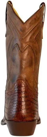 TuffRider Men's Hayden Wide Round Toe Western Boot- Brown-With Free Assorted Striped Socks