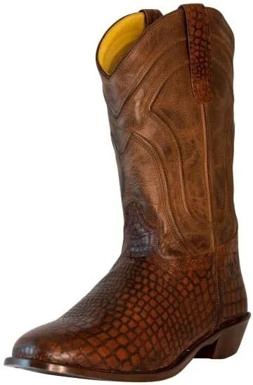 TuffRider Men's Hayden Wide Round Toe Western Boot- Brown-With Free Assorted Striped Socks