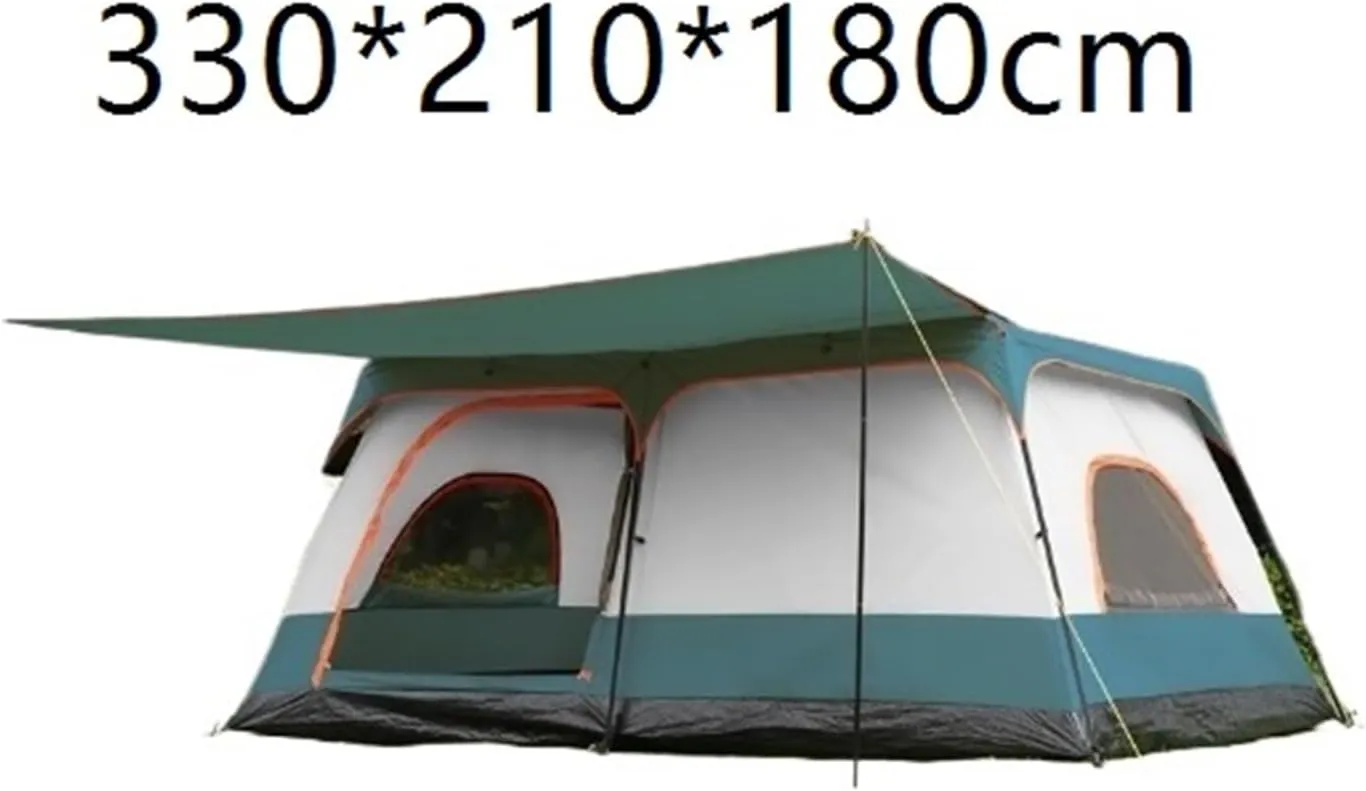Two-Bedroom, One-Living Room, Multi-Person Outdoor Folding Portable Thickened Double-Layer Rainproof and Windproof Camping Tent