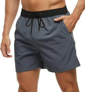 Tyhengta Men's Swim Trunks Quick Dry Beach Shorts with Zipper Pockets and Mesh Lining