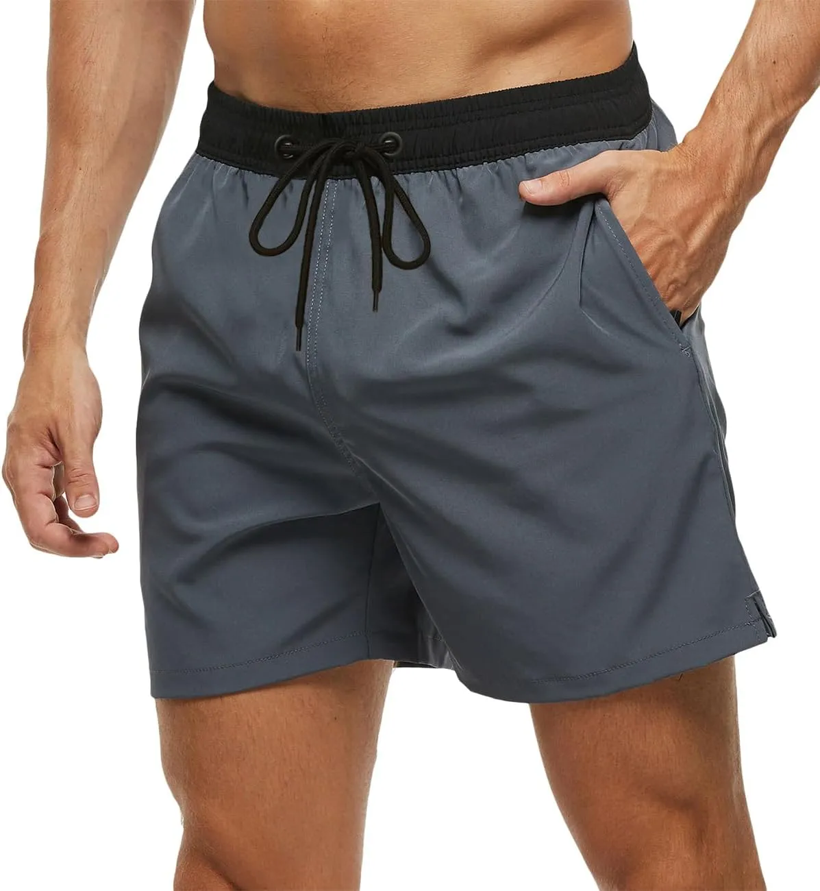 Tyhengta Men's Swim Trunks Quick Dry Beach Shorts with Zipper Pockets and Mesh Lining