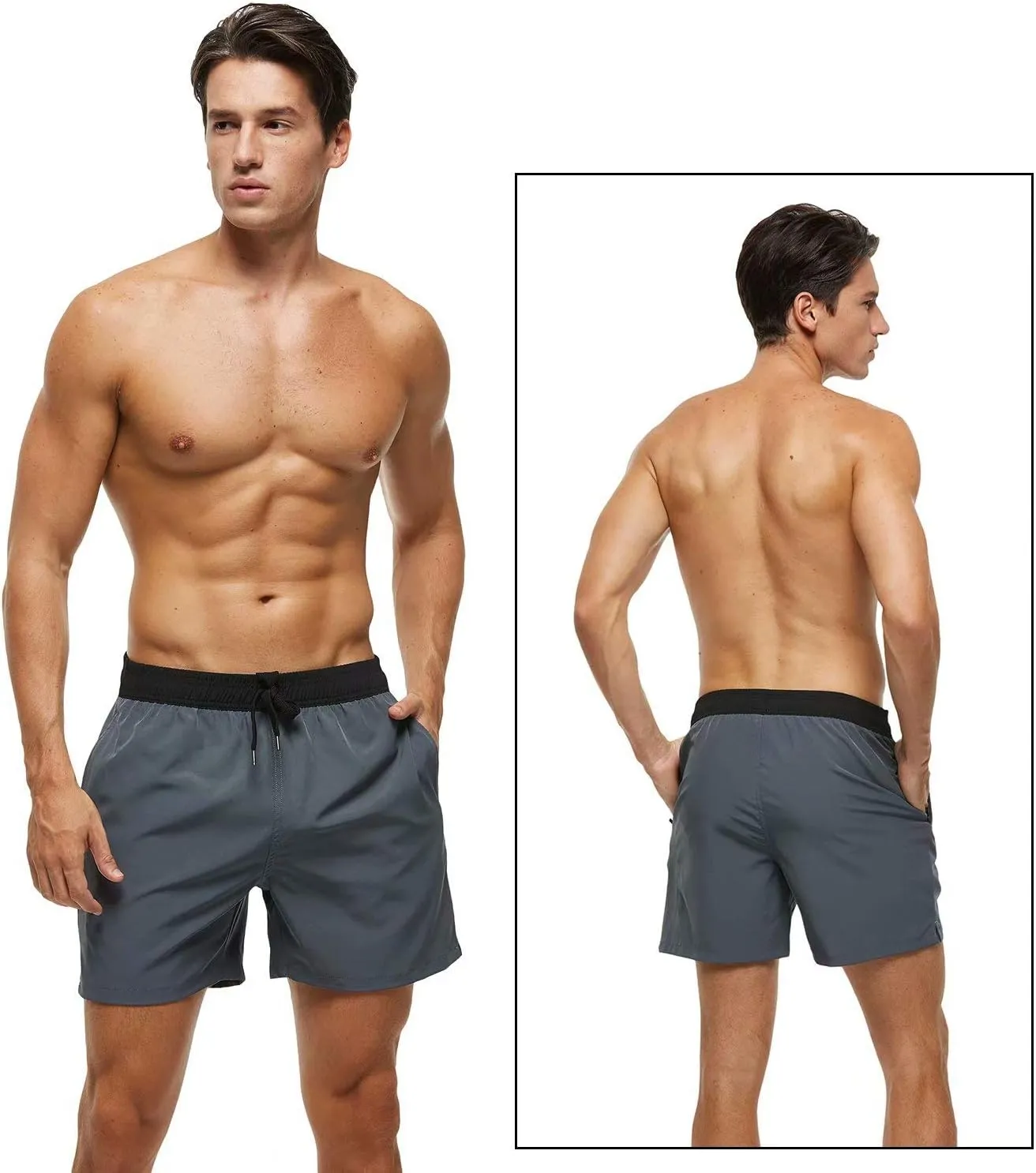 Tyhengta Men's Swim Trunks Quick Dry Beach Shorts with Zipper Pockets and Mesh Lining